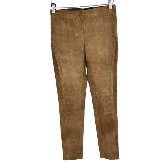 Polo Ralph Lauren Slim Cut Tan Suede Leather Pants – Size Medium - Picture 3 of 7